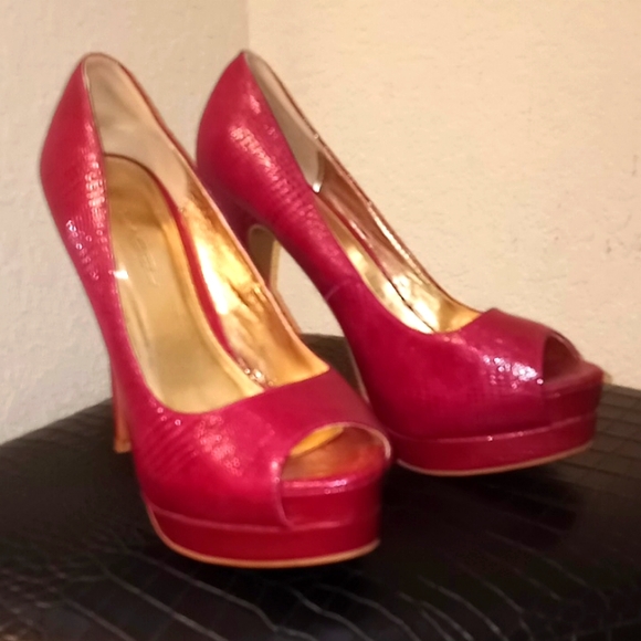 C Label Raspberry Snakeskin Stiletto Platform π - Picture 14 of 15